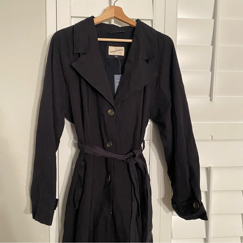 Universal Thread XL Women's Button Down Trench Coat Black NWT - Picture 2 of 8